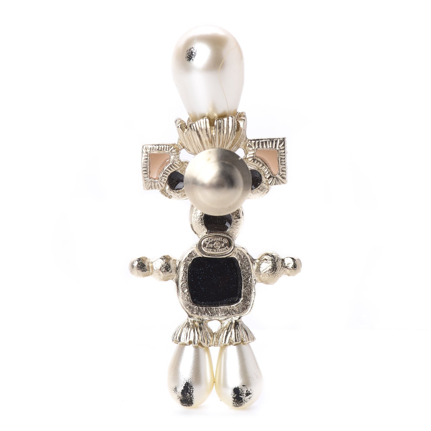 Chanel Gripoix Pearl CC Brooch Black Gold 3 of 5