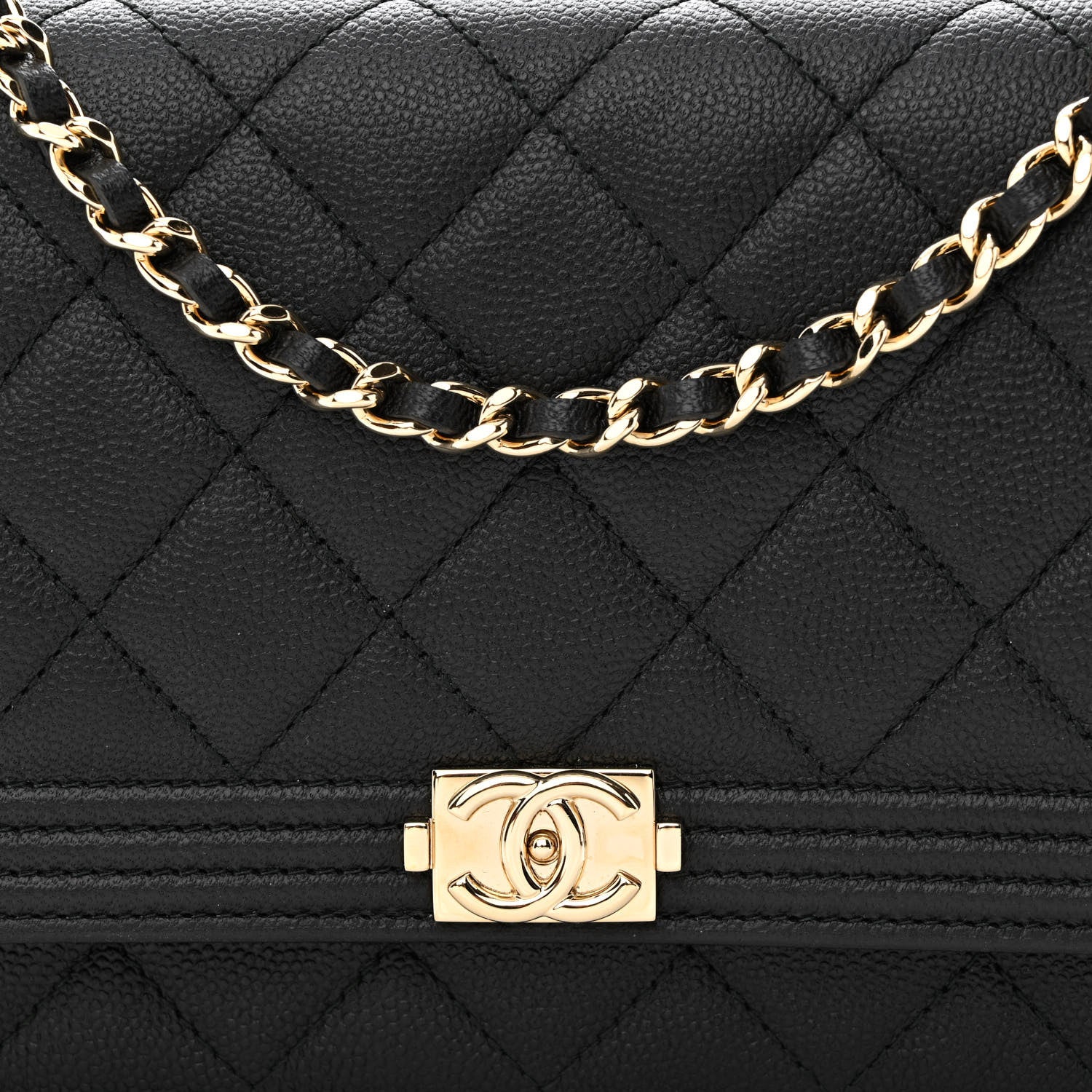 Chanel Caviar Quilted Boy Wallet On Chain WOC Black 9 of 14