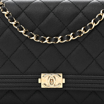 Chanel Caviar Quilted Boy Wallet On Chain WOC Black 9 of 14