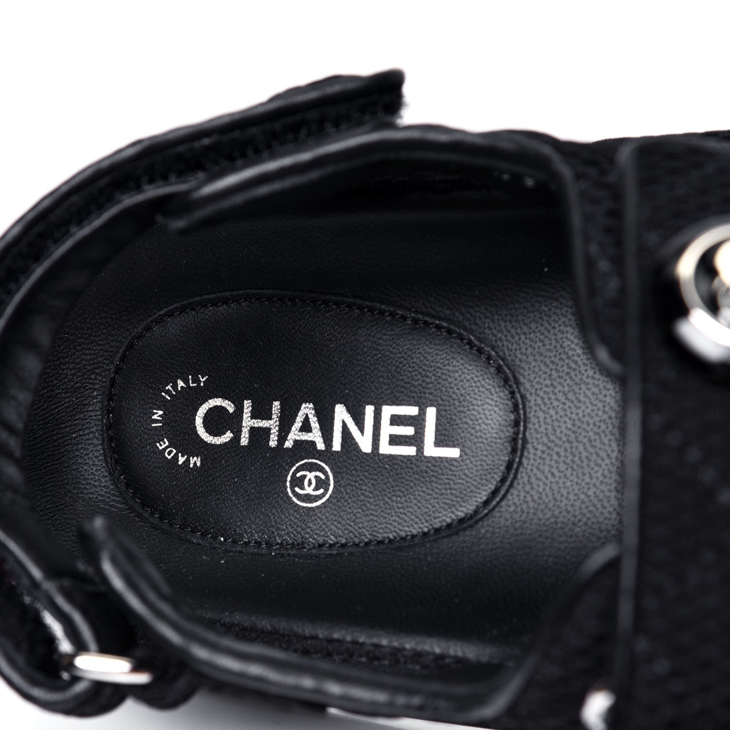 Chanel Fabric Velcro Dad Sandals 36.5 Black 6 of 6