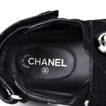 Chanel Fabric Velcro Dad Sandals 36.5 Black 6 of 6