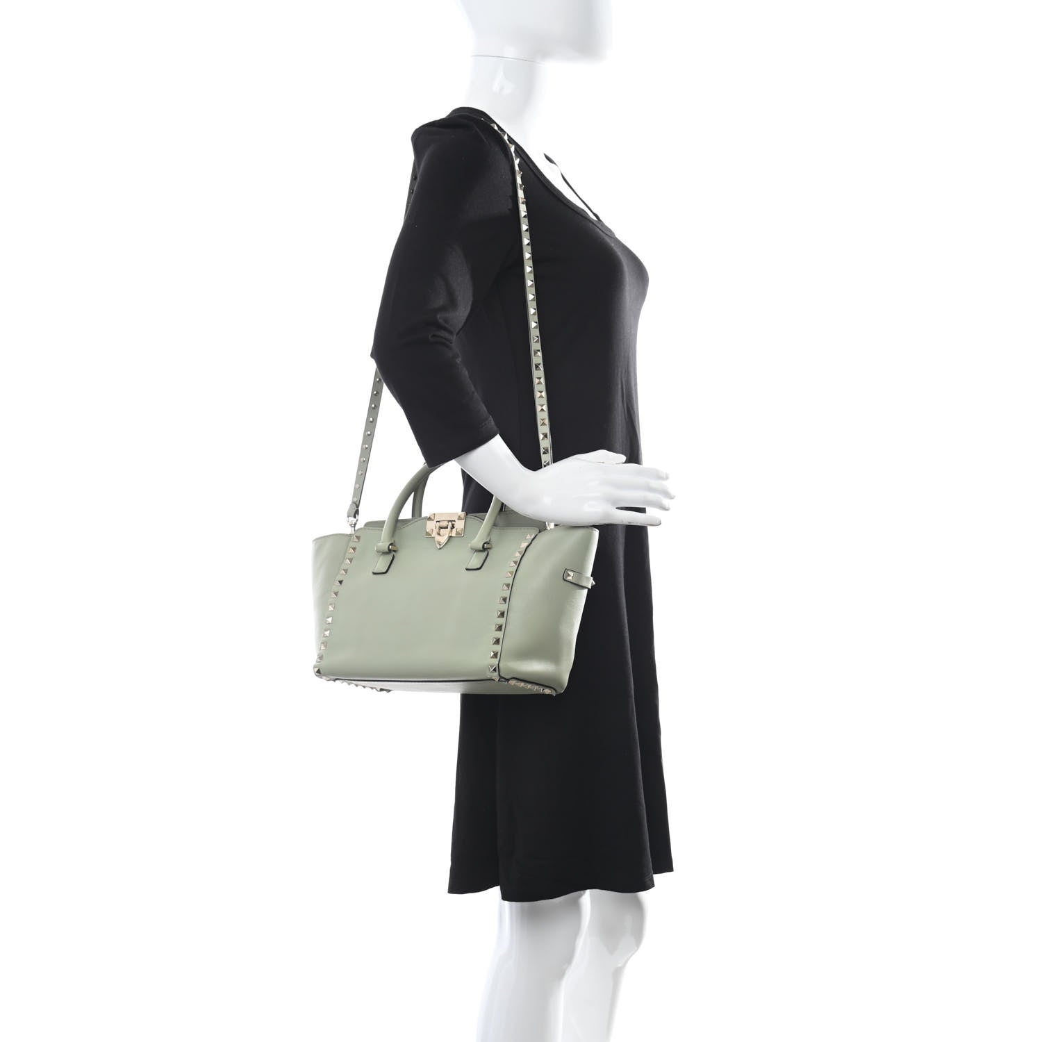 Valentino Garavani Vitello Small Rockstud Double Handle Tote Green Tea Sorbet 2 of 13