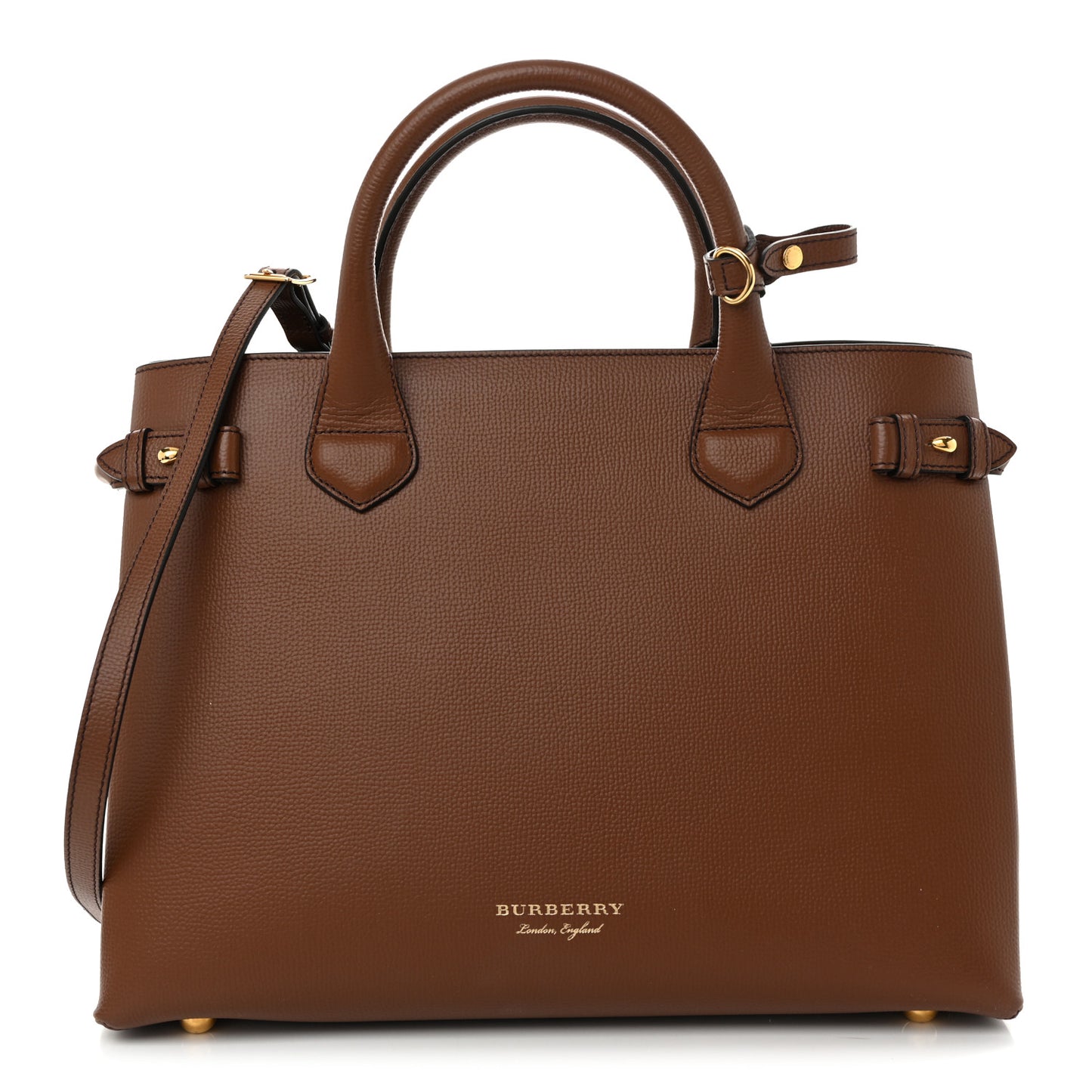 Grainy Calfskin House Check Medium Banner Tote Tan