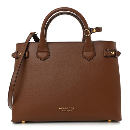 Burberry Grainy Calfskin House Check Medium Banner Tote Tan 1 of 11
