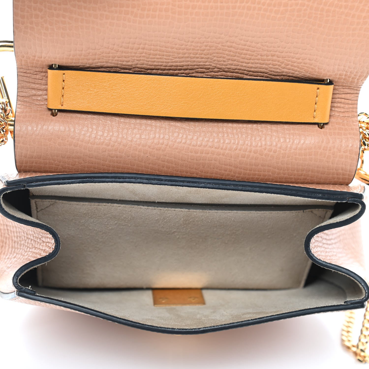 Chloe Grained Calfskin Lambskin Bi-Color Drew Shoulder Bag Wet Sand Sunflower 3 of 4