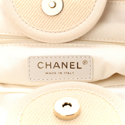Chanel Canvas Pearl Medium Deauville Tote Ecru Beige 6 of 10