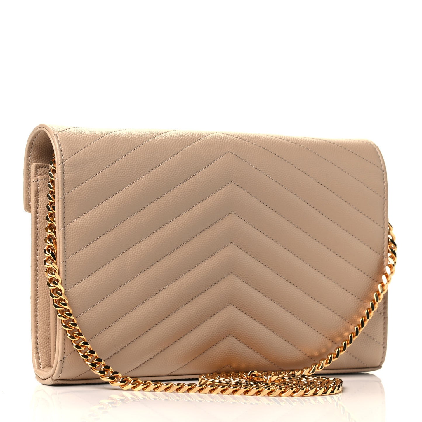 Grain De Poudre Matelasse Chevron Monogram Chain Wallet Nude Powder