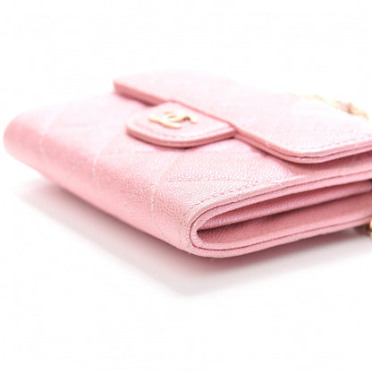 Chanel Iridescent Caviar Quilted Flap Card Holder On Chain Pink 9 of 10