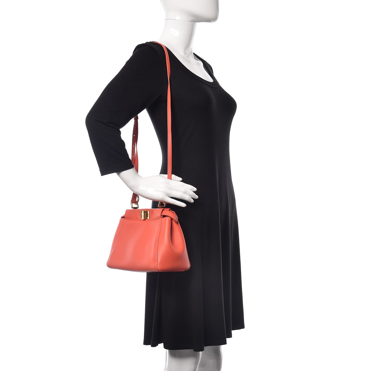 Fendi Nappa Mini Peekaboo Iconic Satchel Azalea 2 of 11