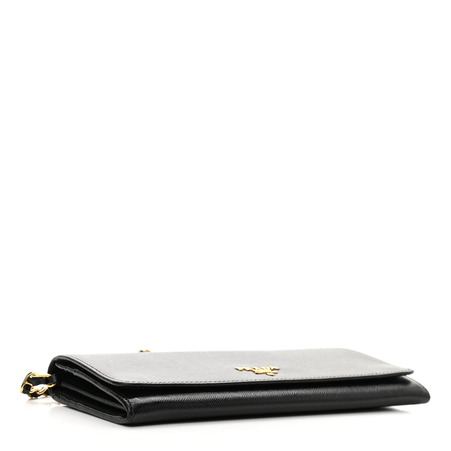 Saffiano Metal Oro Chain Wallet Black