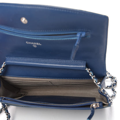 Chanel Patent Quilted Brilliant Wallet On Chain WOC Blue 5 of 12