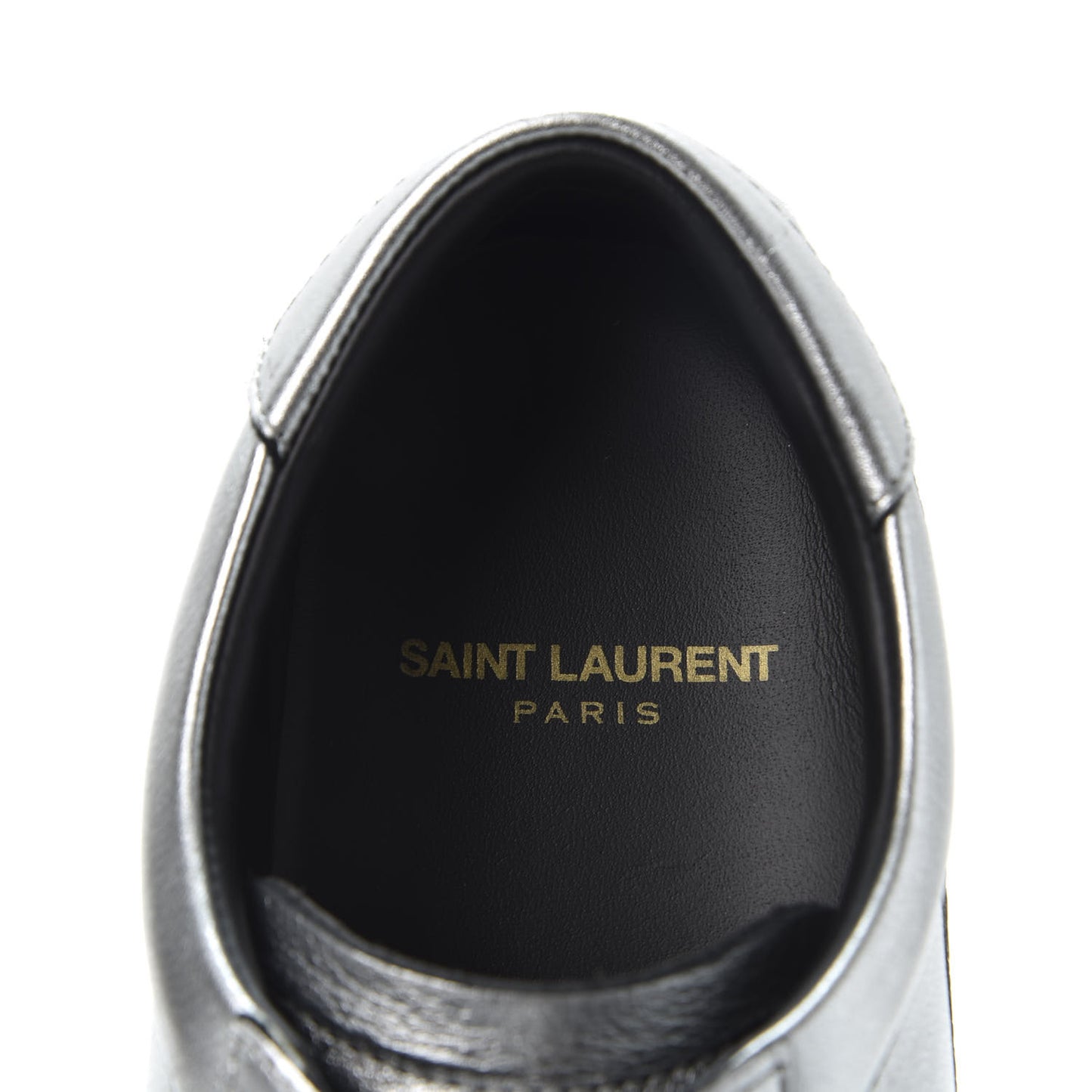 Metallic Calfskin Womens Court Classic Sneakers 36 Silver