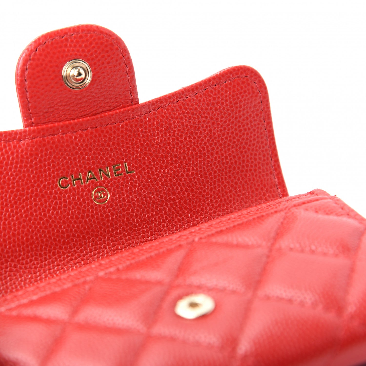 Chanel Caviar Quilted Flap Card Holder Wallet Red 6 of 9