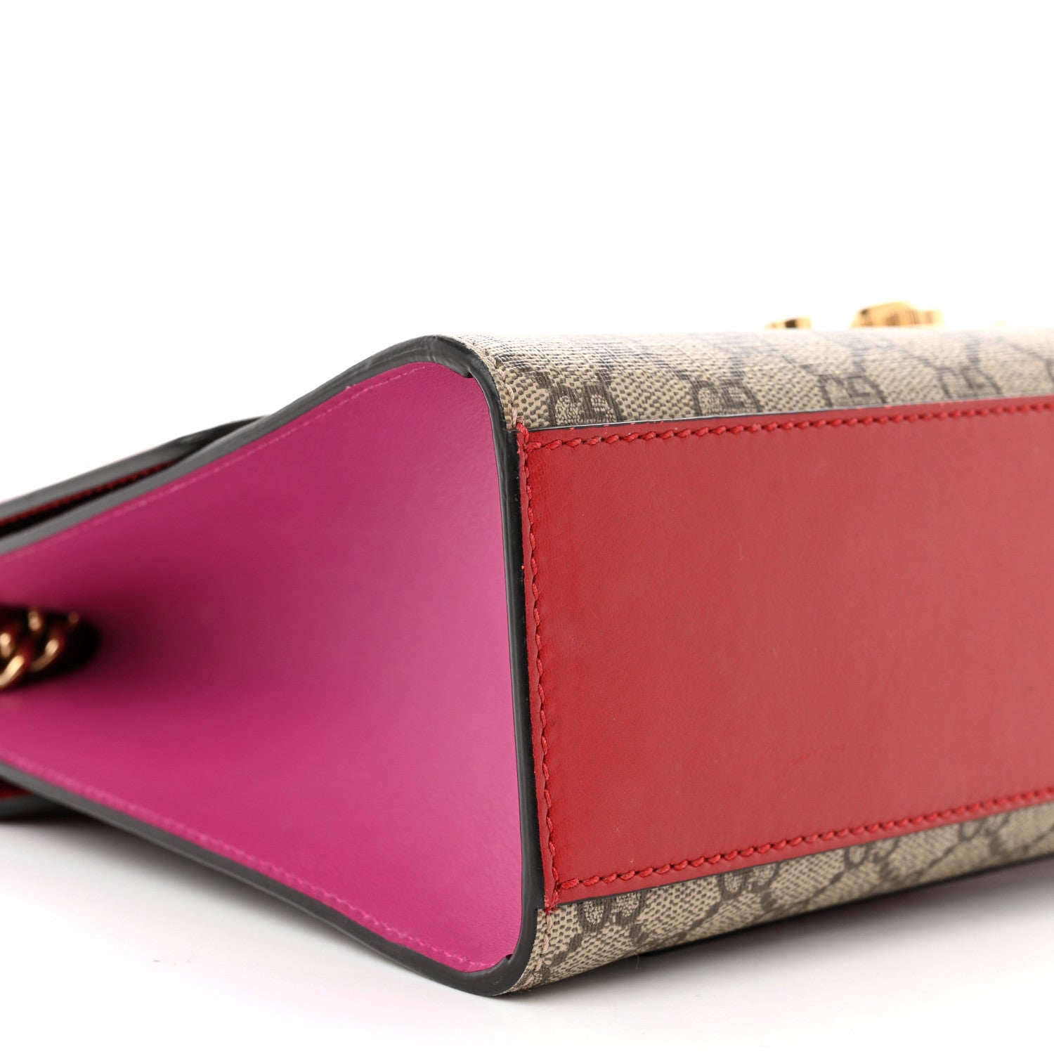 Gucci GG Supreme Monogram Calfskin Medium Padlock Shoulder Bag Beige Hibiscus Red New Rosette 9 of 13