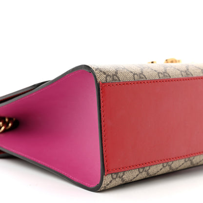 Gucci GG Supreme Monogram Calfskin Medium Padlock Shoulder Bag Beige Hibiscus Red New Rosette 9 of 13