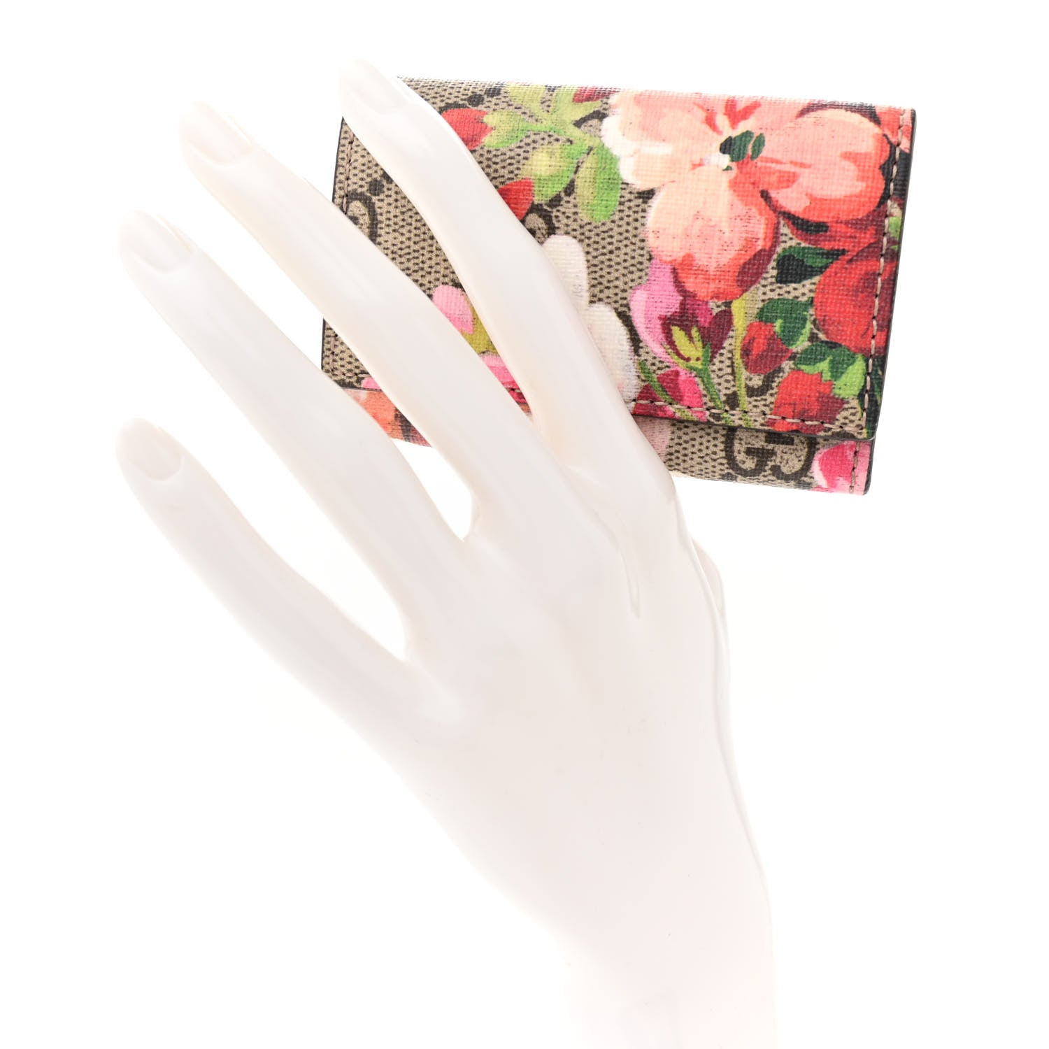 Gucci GG Supreme Monogram Blooms 6 Key Holder Case Beige Multicolor Dry Rose 2 of 9