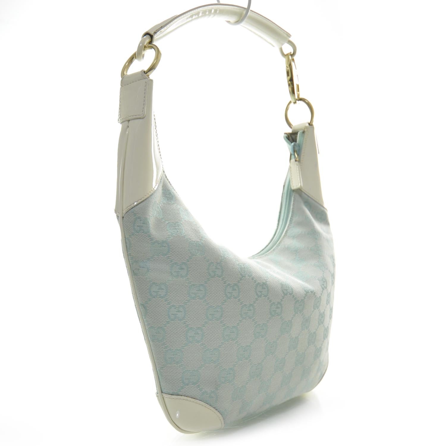 Gucci Monogram Patent Small Hobo Blue 2 of 8