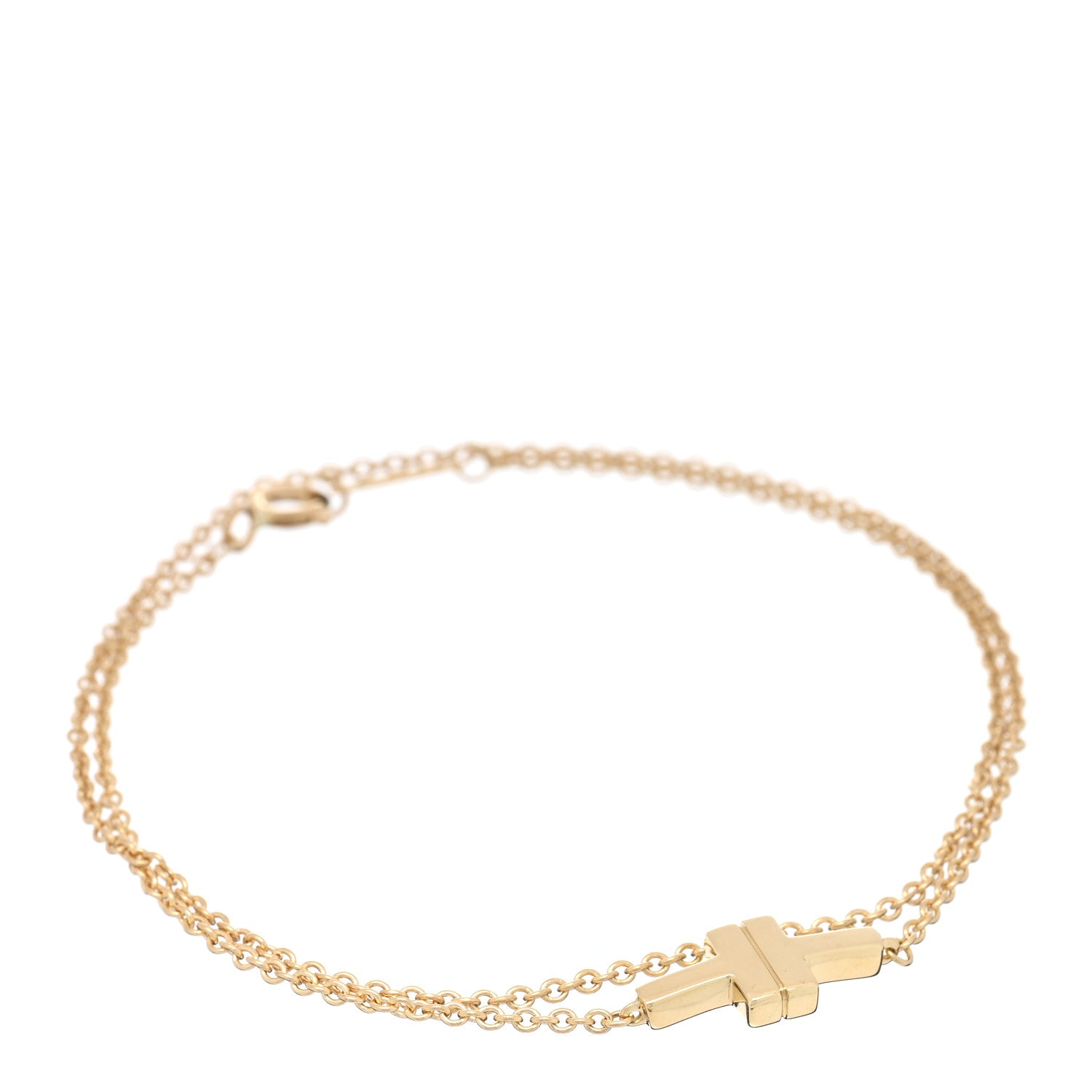 Tiffany 18K Yellow Gold T Double Chain Bracelet 1 of 3