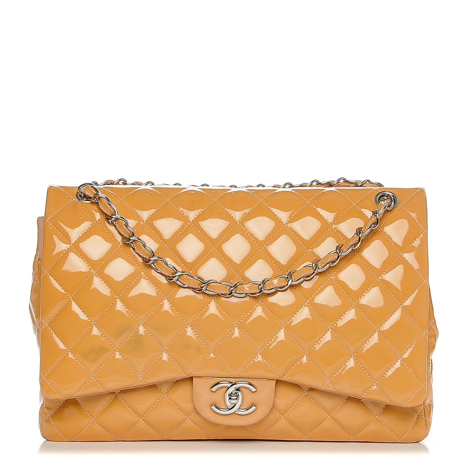 Chanel Patent Maxi Quilted Double Flap Light Orange 1 of 24