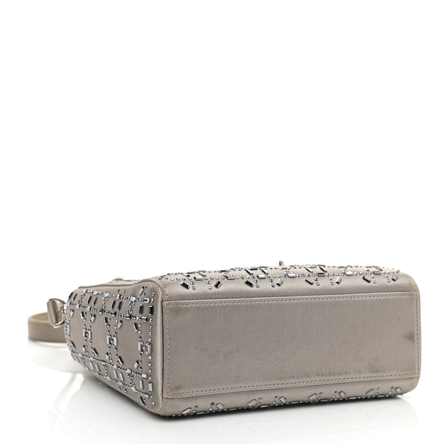 Christian Dior Satin Crystal Cannage Mini Lady Dior Gray 4 of 11