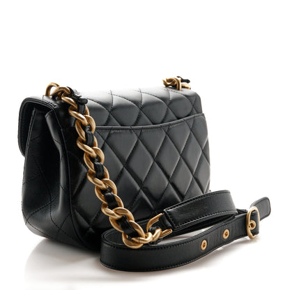 Chanel Lambskin Quilted Chain Messenger Bag Black 3 of 10