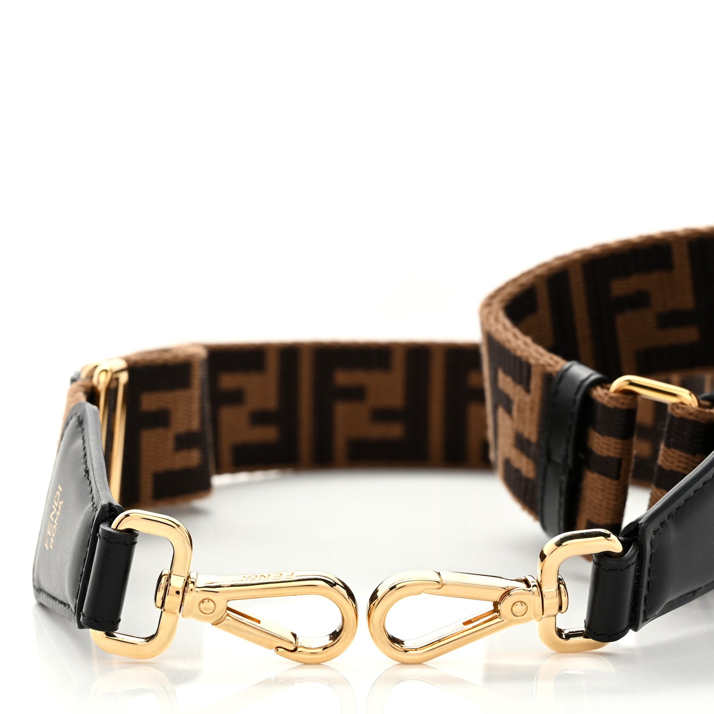 Ribbon Vitello Century FF 1974 Flat Studded Strap You Fango Marrone Ebano