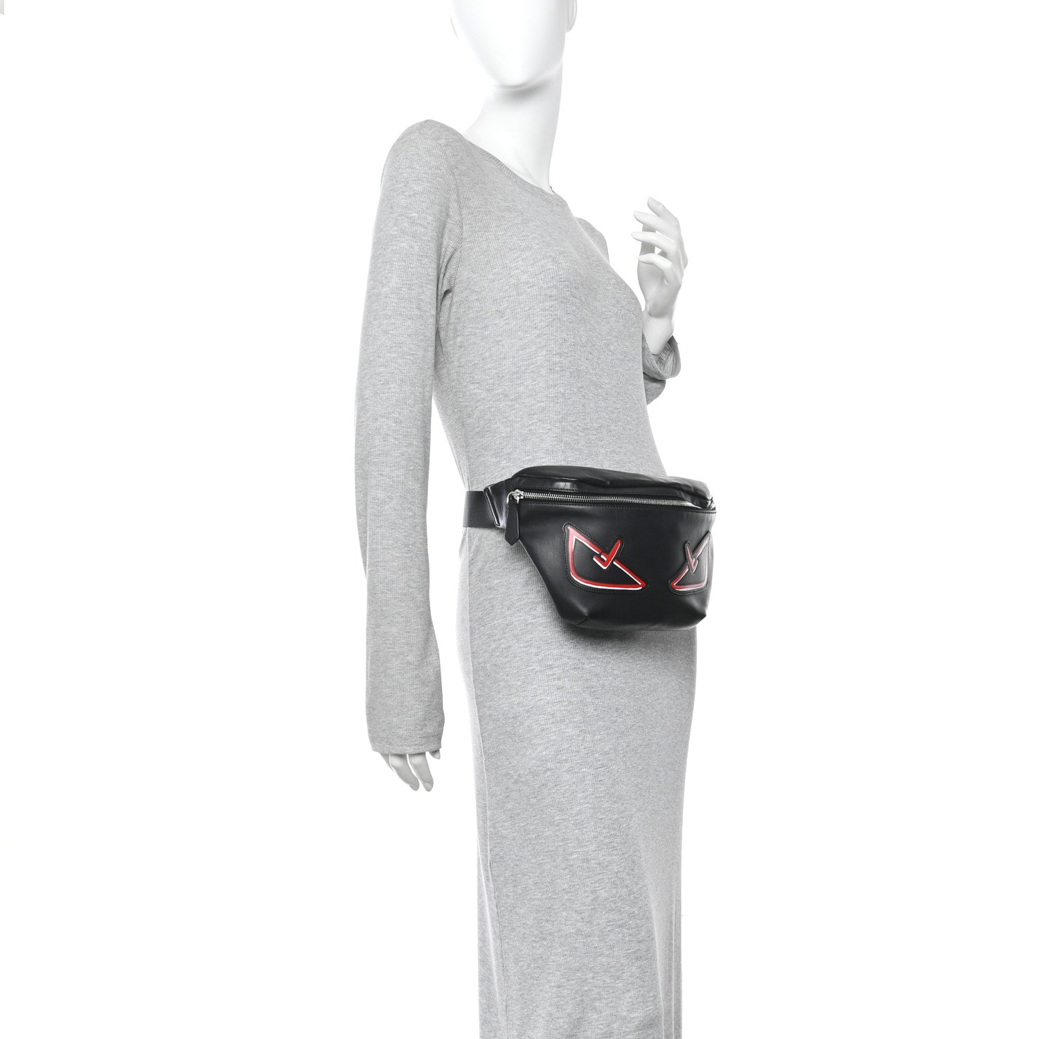 Fendi Vitello Grace Light Century Devil Eyes Belt Bag Black Rosso 2 of 12