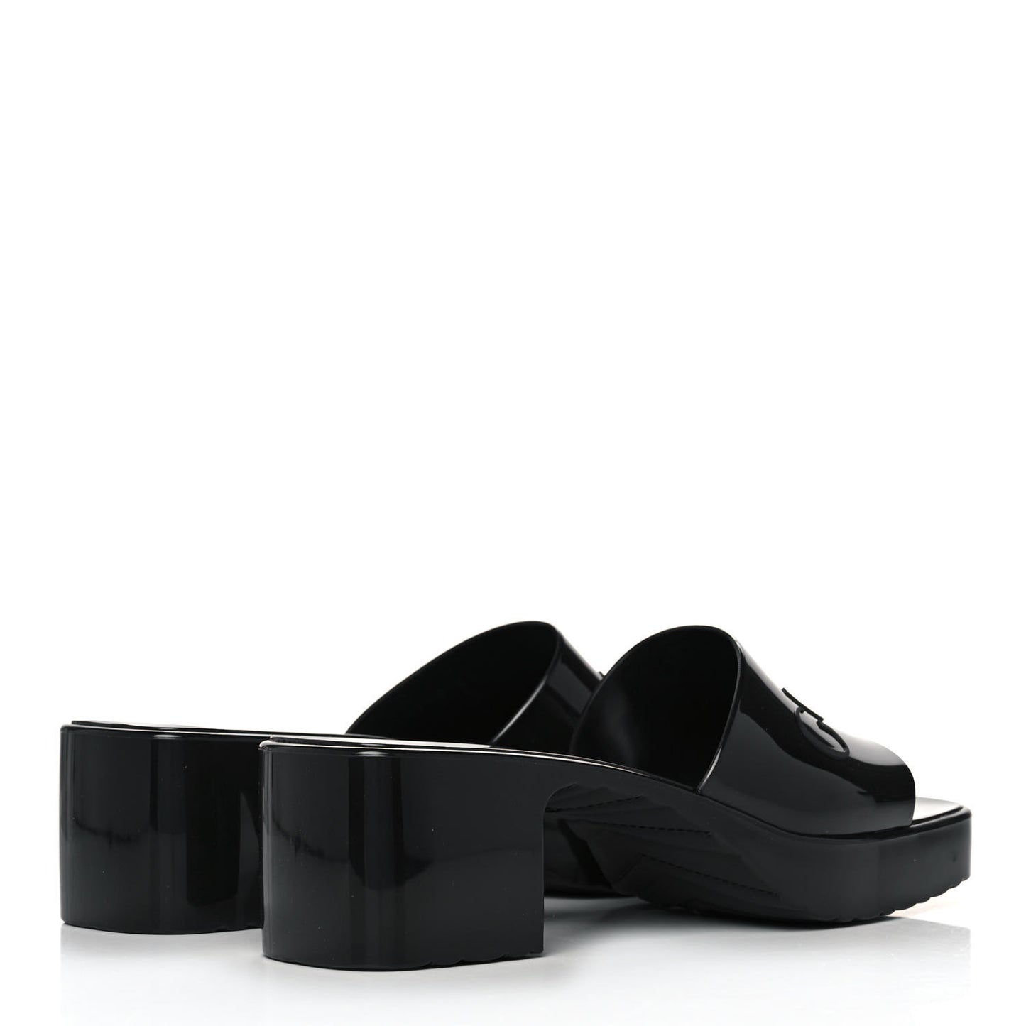 Rubber Gucci Logo Womens Platform 20/60mm Slide Sandals 37 Black