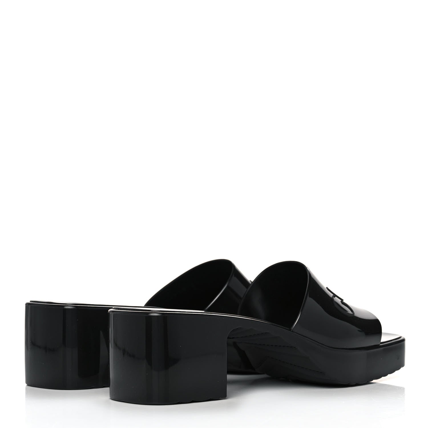 Gucci Rubber Gucci Logo Womens Platform 20/60mm Slide Sandals 37 Black 4 of 10