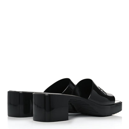 Gucci Rubber Gucci Logo Womens Platform 20/60mm Slide Sandals 37 Black 4 of 10