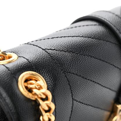 Saint Laurent Grain De Poudre Textured Mixed Matelasse Triquilt Medium Monogram Satchel Black 11 of 11