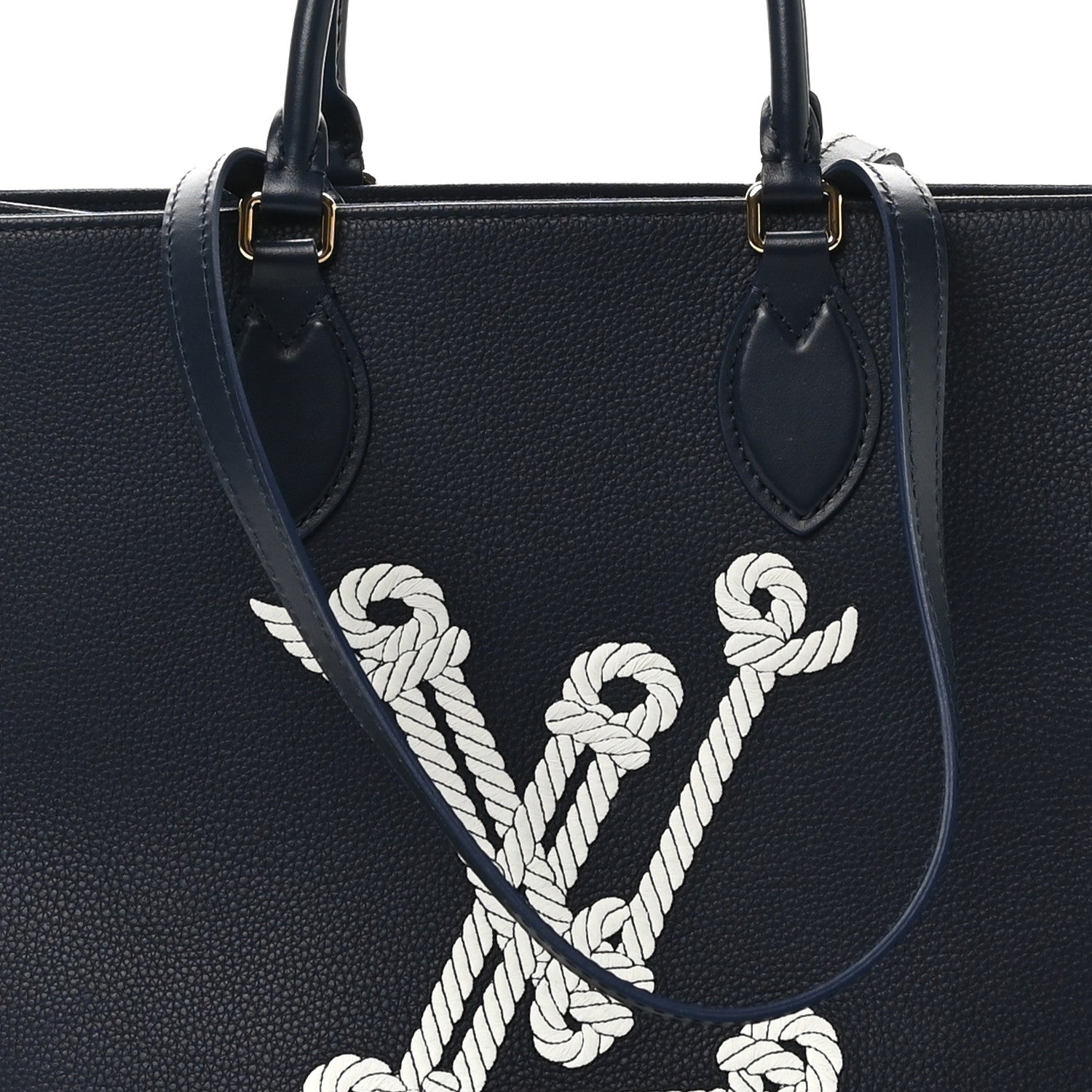 Louis Vuitton Grained Calfskin Nautical Onthego MM Navy Blue 7 of 9
