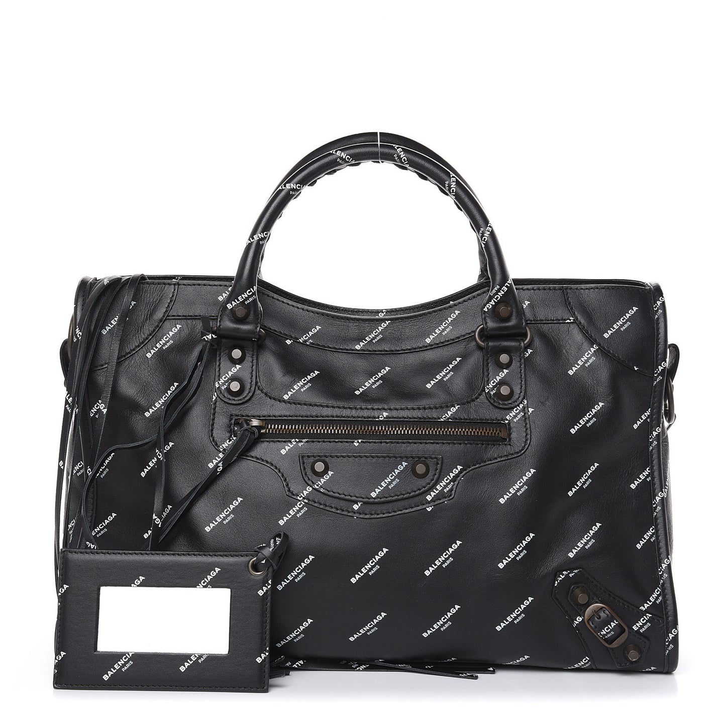 Veau Allover Logo Classic Hardware City Black White