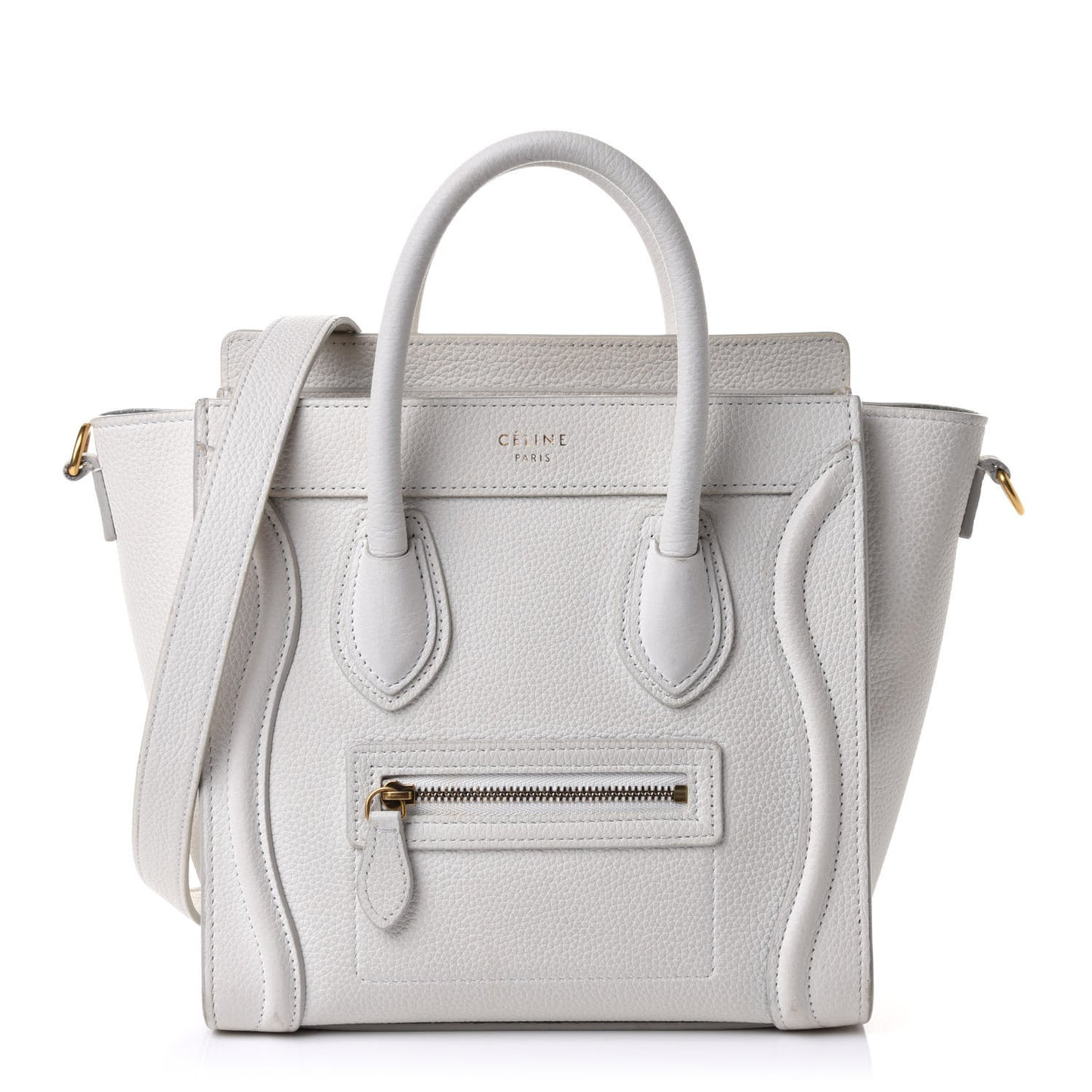 Drummed Calfskin Nano Luggage White