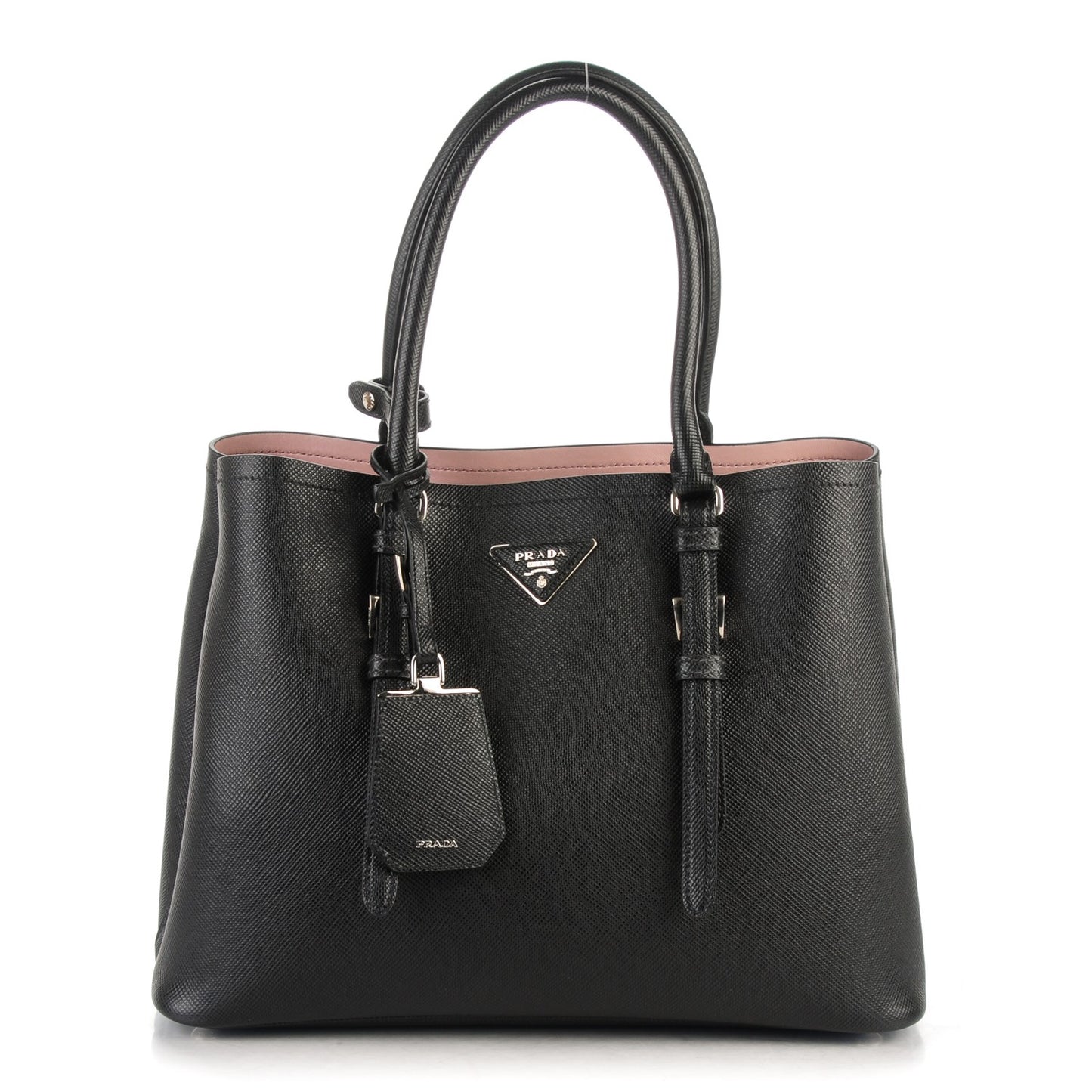 Saffiano Cuir Double Handle Tote Black Mughetto