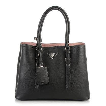 Prada Saffiano Cuir Double Handle Tote Black Mughetto 1 of 7