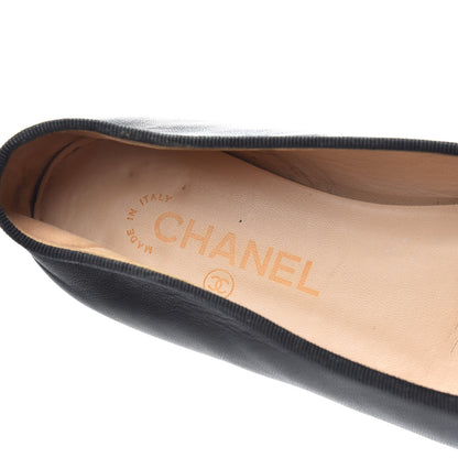 Chanel Lambskin Patent Cap Toe Ballerina Flats 38.5 Black 6 of 12