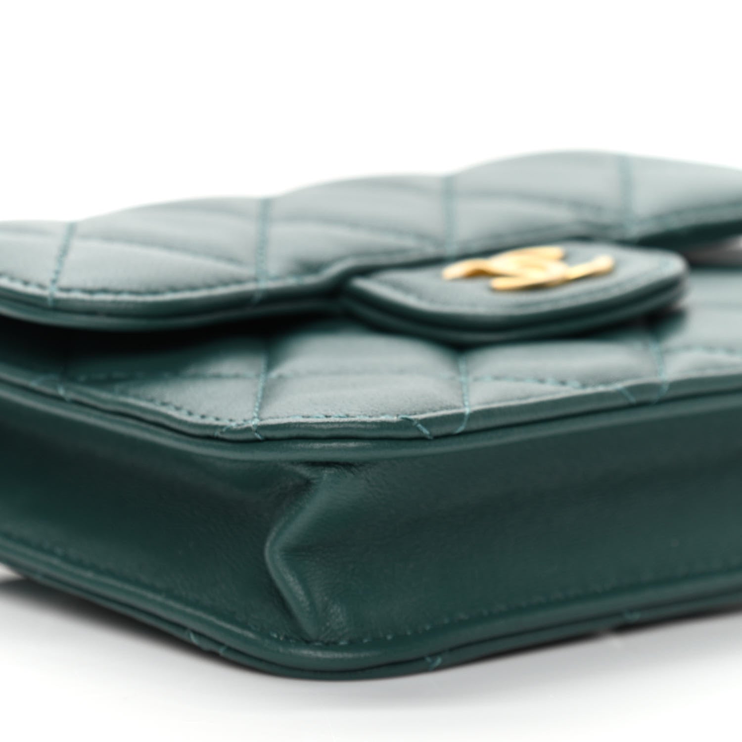 Chanel Lambskin Quilted Top Handle Flap Coin Purse With Chain Green 10 of 11