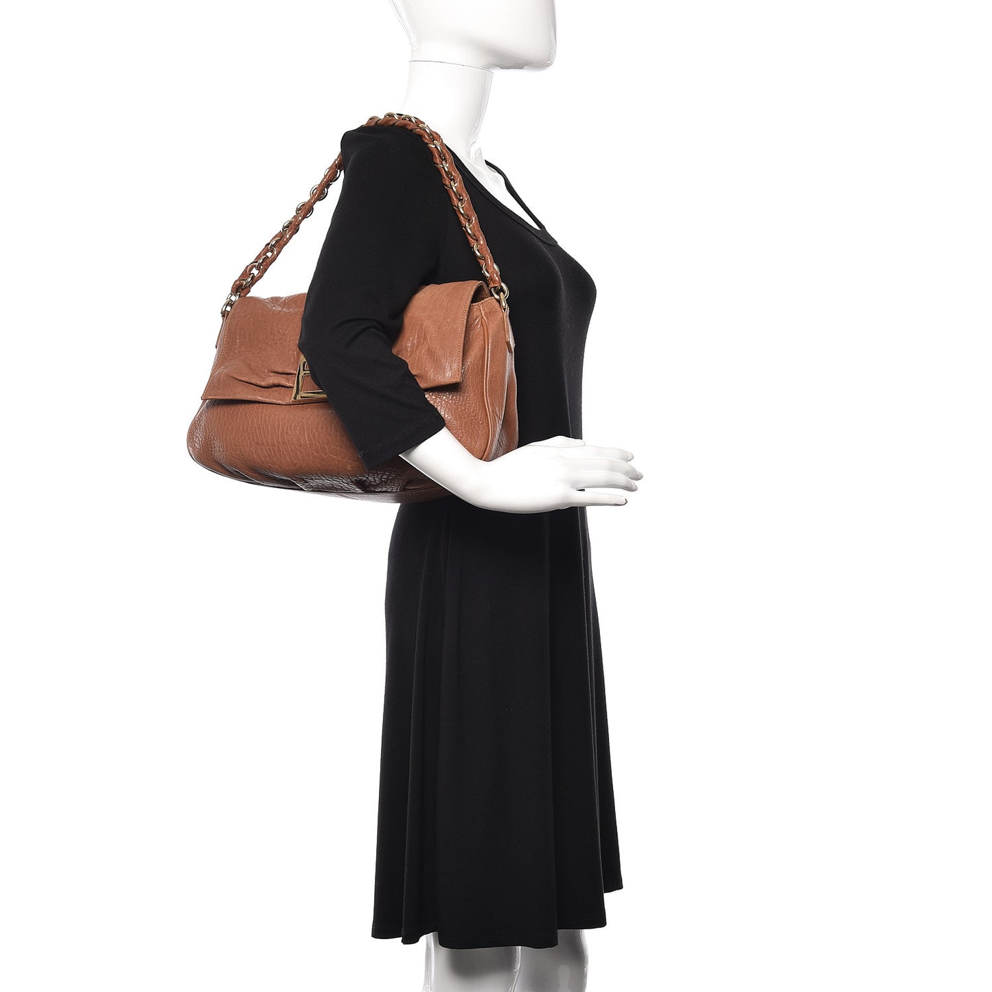 Crinkled Lambskin Mia Shoulder Flap Camel