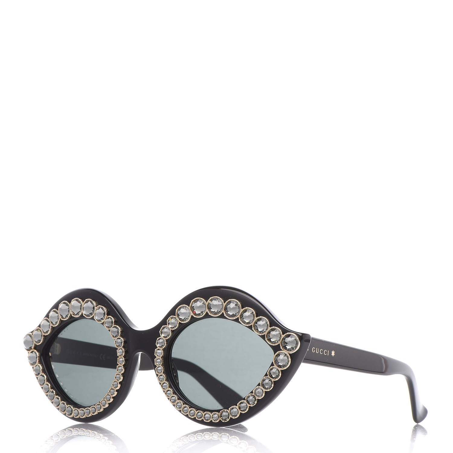 Gucci Acetate Crystal Studded Cat Eye Sunglasses GG3867/S Black 1 of 8