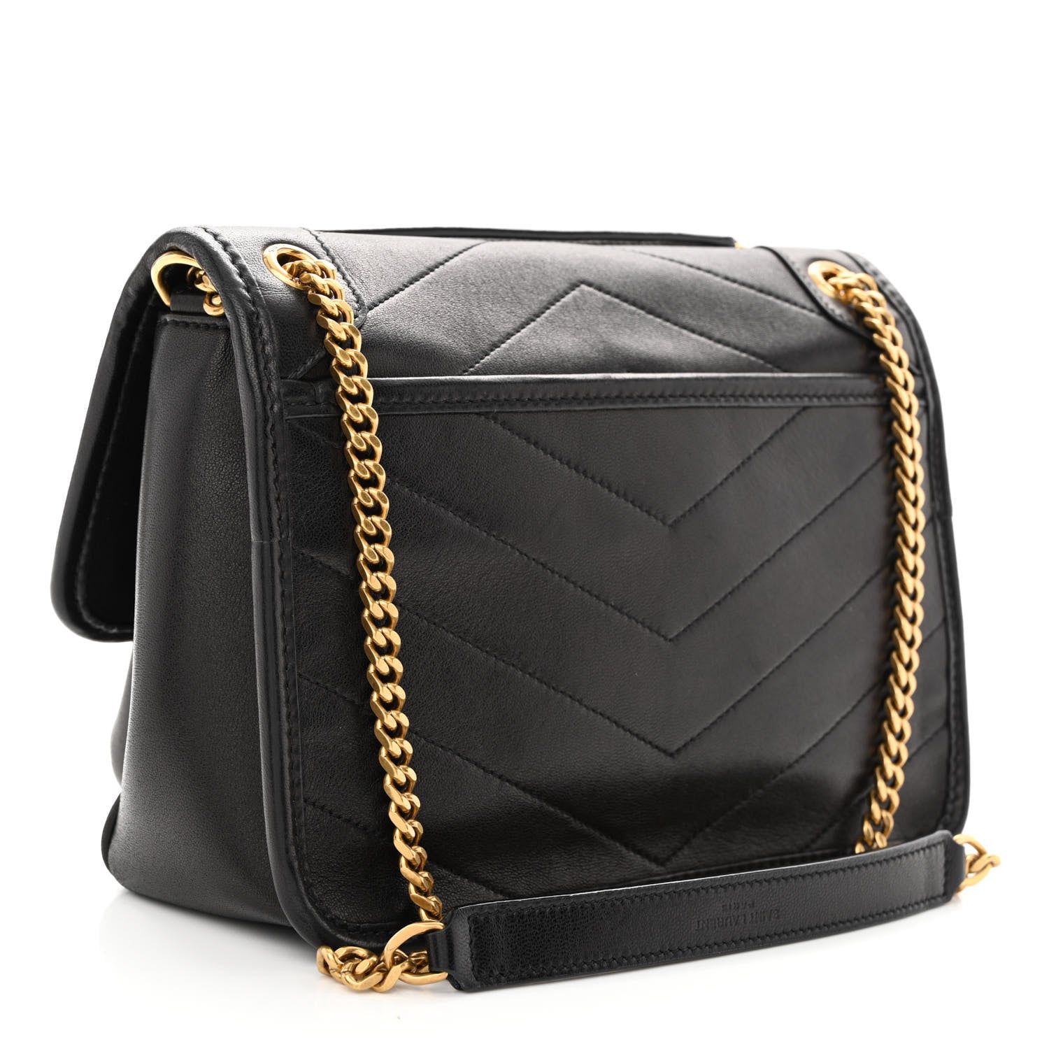 Saint Laurent Lambskin Matelasse Monogram Baby Niki Chain Satchel Black 3 of 10