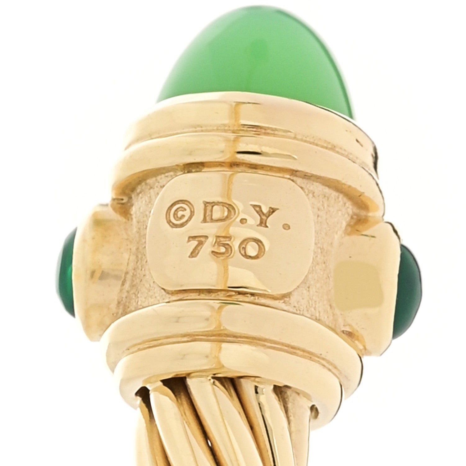 David Yurman 18K Yellow Gold Chrysoprase Peridot Chalcedony 5mm Renaissance Bracelet 3 of 3