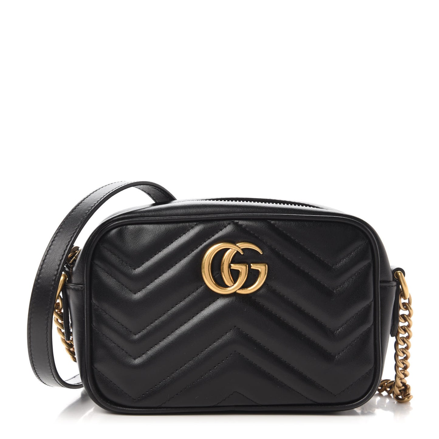 Calfskin Matelasse Mini GG Marmont Chain Shoulder Bag Black