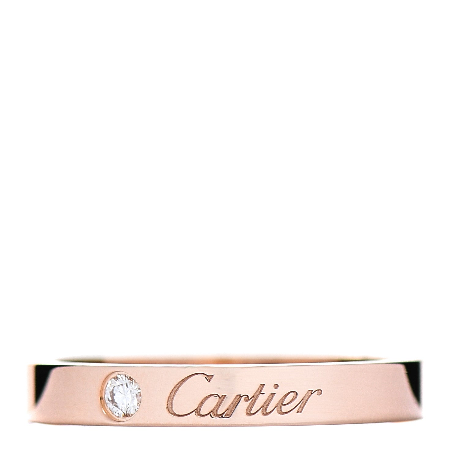 Cartier 18K Pink Gold Diamond 3mm C De Cartier Wedding Band Ring 53 6.5 1 of 5