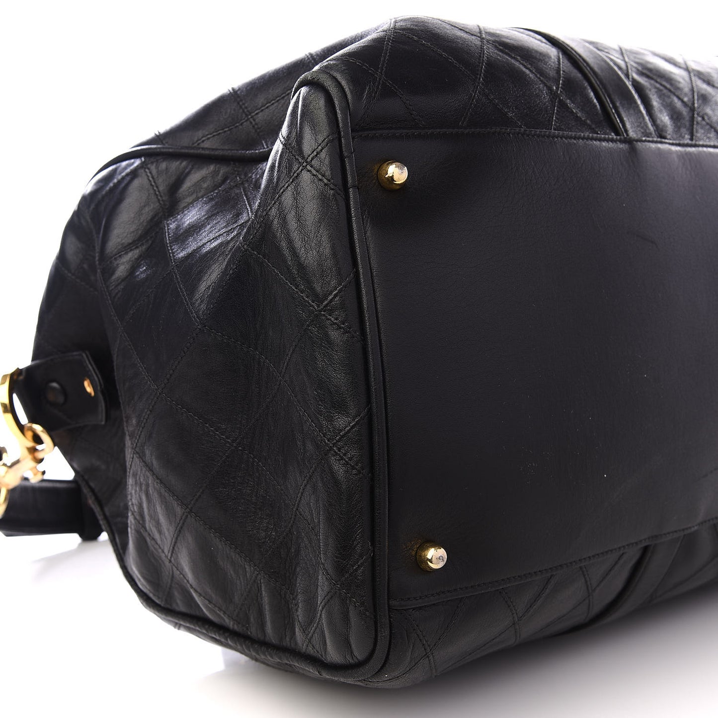 Calfskin Stitched Duffel Bag Black