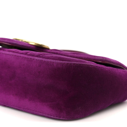 Gucci Velvet Matelasse Mini GG Marmont Shoulder Bag Fuchsia Violet Cyclamen 11 of 12