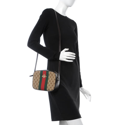 Gucci GG Supreme Monogram Web Small Webby Bee Shoulder Bag Dark Brown 2 of 8