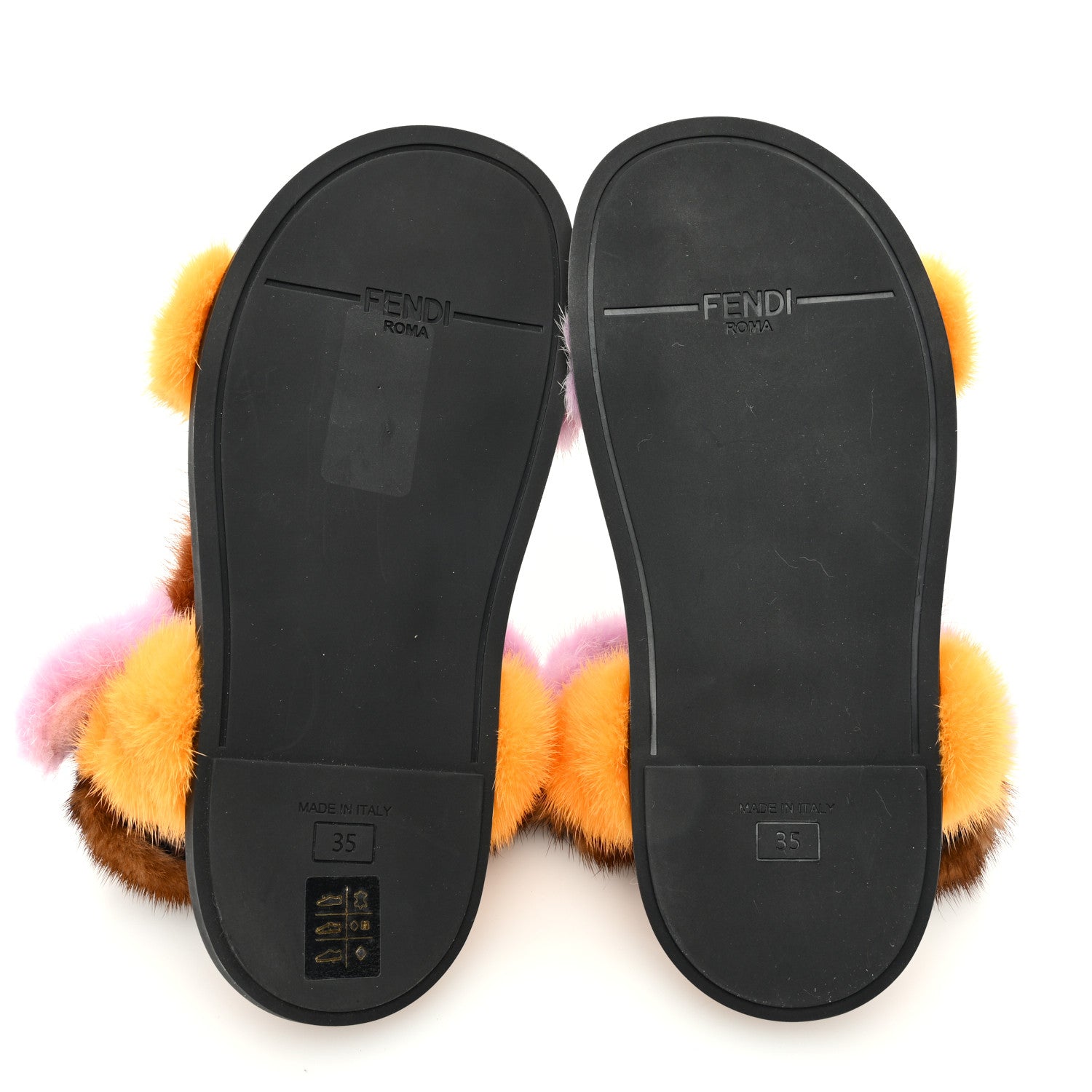 Fendi Mink Fur FF Feel Sandals 35 Tobacco Multicolor 5 of 8
