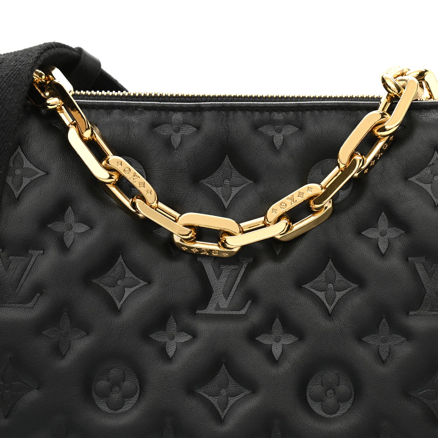 Louis Vuitton Lambskin Embossed Monogram Coussin PM Black 9 of 12