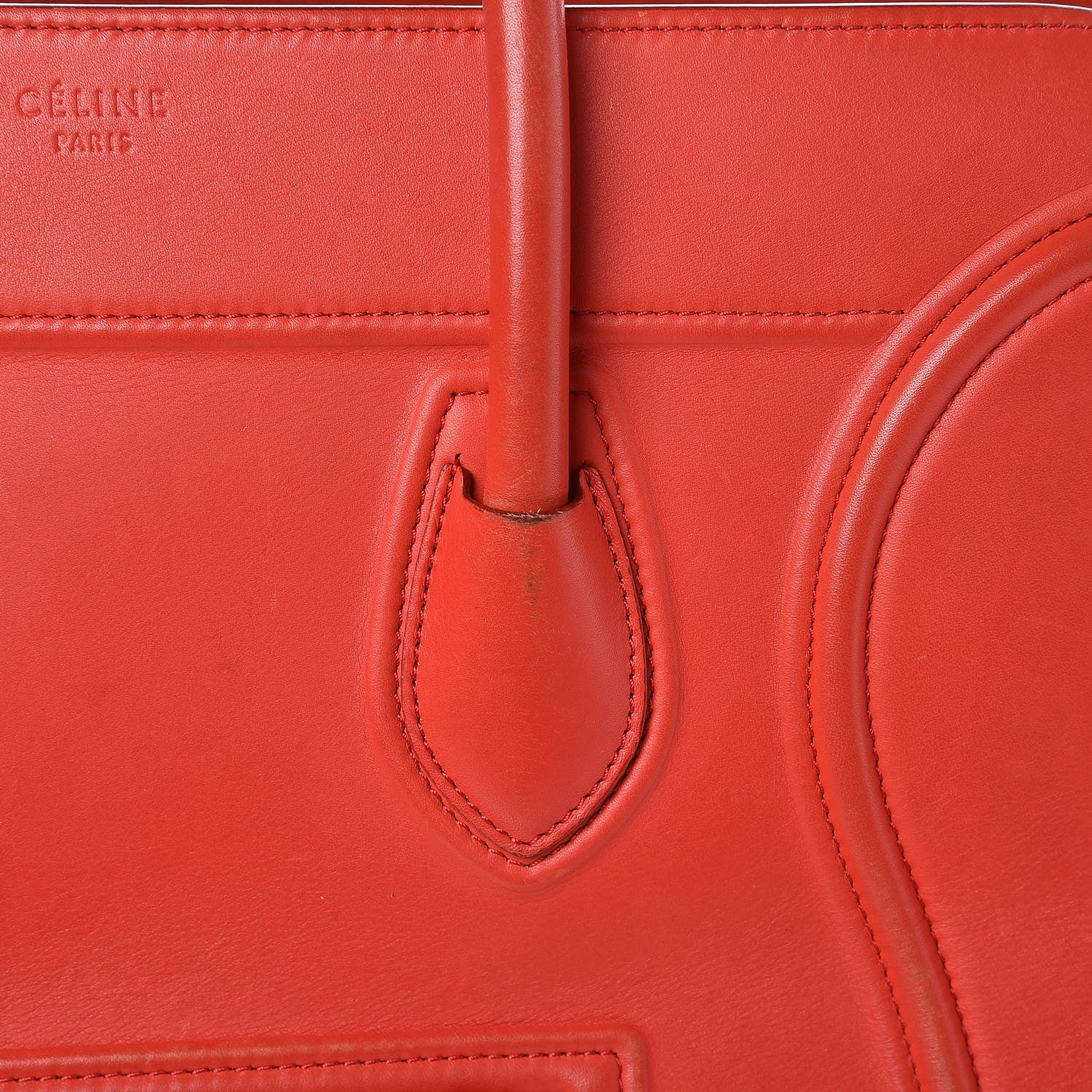 Celine Nappa Calfskin Medium Phantom Luggage Vermillion 13 of 28